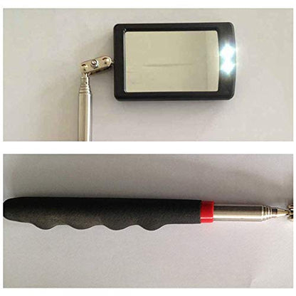 HARDK - Telescoping LED Lighted Flexible Inspection Mirror Cool lighted 360 Swivel for Extra Viewing Dead Angle, Line of Sight Obstacle Area