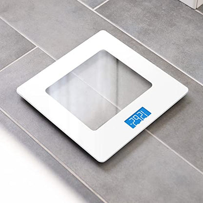 Greater Goods Digital Weight Scale, Accurate, Non-Slip, and Scratch Resistant Bathroom Scale (White) - style: Basic, White/Clear