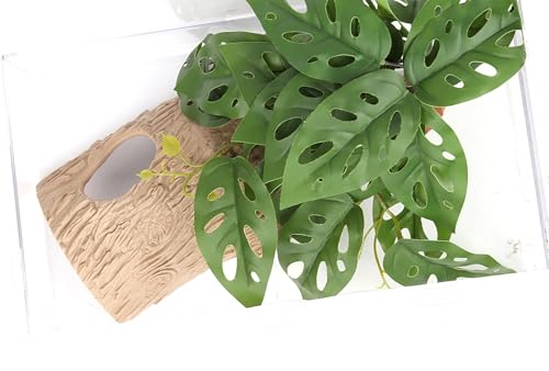 Reptile Fake Plants Terrarium Decor Leopard Gecko Bearded Dragon - color: Fake Swiss Cheese Plants
