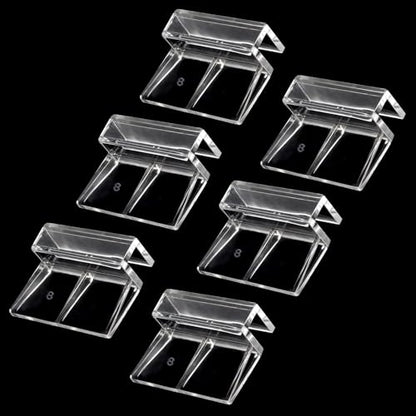 Sliverdew 6 PCS Aquarium Lid Clips, 8mm Clear Acrylic Fish Tank Lid Holder Aquarium Hoods Support Clamps for Rimless Fish Tank Glass Top - for Thickness 8mm - size: for 8mm thickness