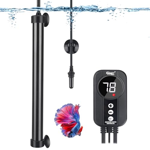hygger Aquarium Heater 300W,Titanium Heater with Digital LED Controller and Temperature Probe,Submersible Fish Tank Heater with Temperature Calibration,for Saltwater & Freshwater Fish Tank 50-60Gallon - size: 300W for 50-60 Gallon