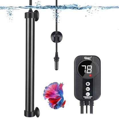 hygger Aquarium Heater 300W,Titanium Heater with Digital LED Controller and Temperature Probe,Submersible Fish Tank Heater with Temperature Calibration,for Saltwater & Freshwater Fish Tank 50-60Gallon - size: 300W for 50-60 Gallon