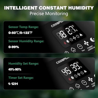 Coospider Reptile Fogger Humidifier, Automatic Humidifiers for Reptiles Tank, Terrarium Humidifiers with Dual Hose Timer Humidity Control, Reptile Mister for Amphibians Herps Vivarium (5L/1.32Gallon) - size: 5L/1.32Gallon-Dual-UP