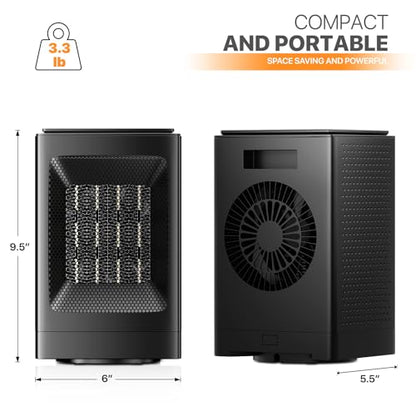 Magshion 1500W Portable Electric Small Space Heater for Office Indoor Use - size: Square - 1500W - Knob
