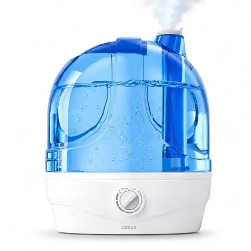 Azeus 2.8L Large Capacity Ultrasonic Cool Mist Humidifier - Powerful Moisture Control for Comfortable Spaces, Lasts up to 30 Hours, Auto Shut-Off (BPA-Free) - color: Light blue