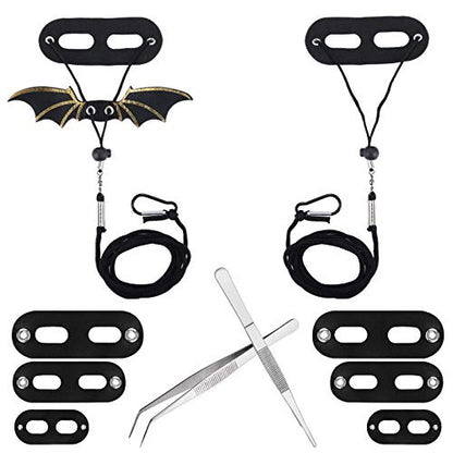 4 PCS Adjustable Bearded Dragon Harness and Leash, 2 Style 3 Size Adjustable Reptile Lizard Leash, 2 PCS Feeding Tweezers for Lizard Reptiles Amphibians Small Pet Animals
