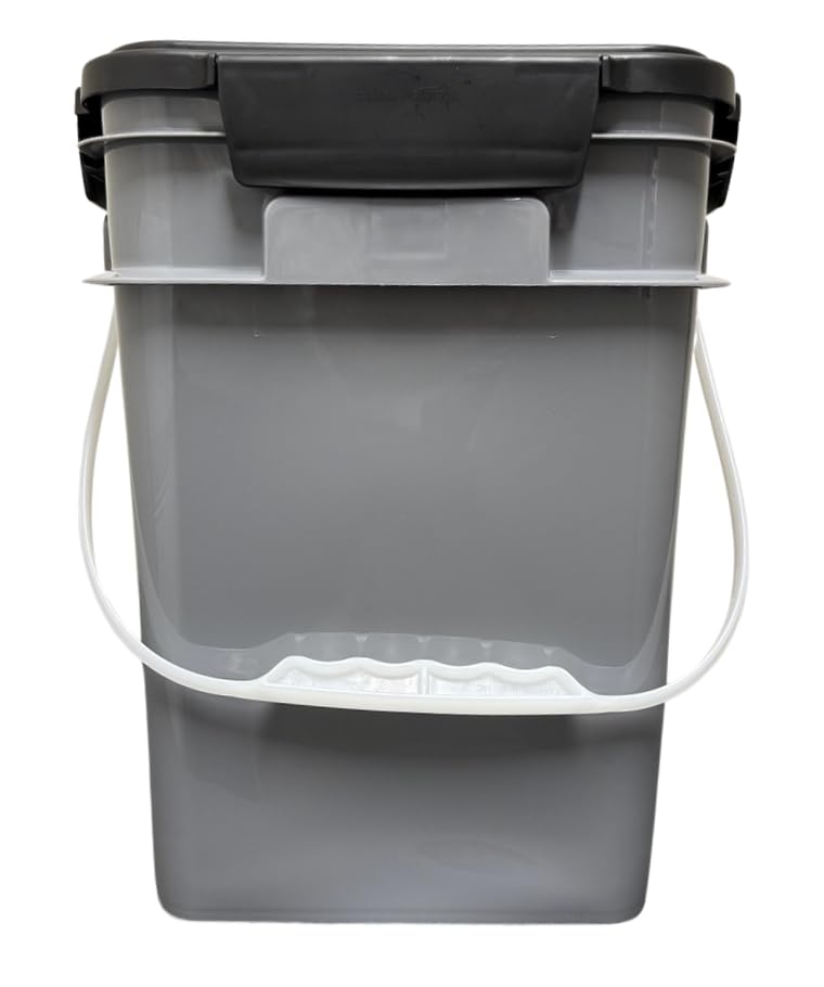 4 Gallon Square Food Grade Bucket Pail with Plastic Handles and Lid (Pack of 3) Made in USA containers (Gray) - color: Gray