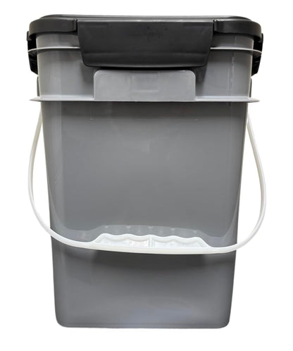 4 Gallon Square Food Grade Bucket Pail with Plastic Handles and Lid (Pack of 3) Made in USA containers (Gray) - color: Gray