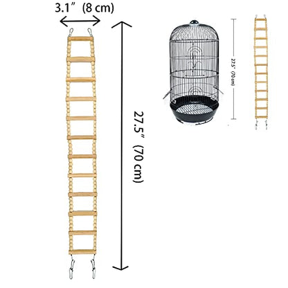 Bird Ladder Bridge, Wooden Pet Hamster Climbing & Swing Toys, Cage Accessories for Birds Rats Parrots Hamster Squirrel Sugar Gliders Parakeets Cockatiels - 12 Steps - 27.5 x 3.14 Inch - size: 12 Steps - 27.5 × 3.14 Inch