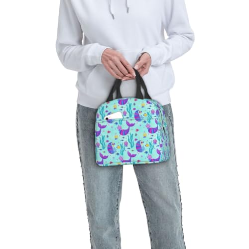 Adult Mermaid Glitter Print Insulated Cooler Tote Bag | Mermaid Glitter Art, Water-Resistant Foam Thermal Bag, Multi-Pocket Organizer for Work & Travel - color: Pattern (867)