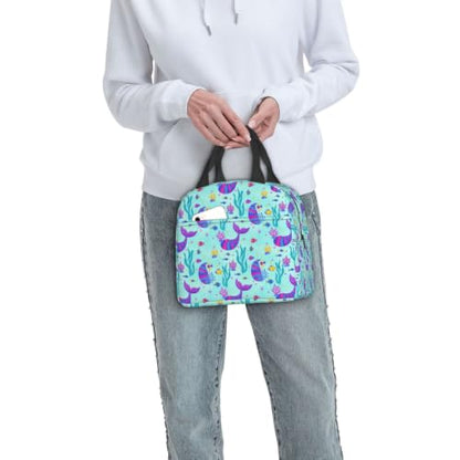 Adult Mermaid Glitter Print Insulated Cooler Tote Bag | Mermaid Glitter Art, Water-Resistant Foam Thermal Bag, Multi-Pocket Organizer for Work & Travel - color: Pattern (867)