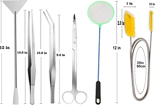 7 in 1 Aquarium Aquascaping Tools Kits,Stainless Steel Aquarium Plant Tools Tweezers Scissors Scrapers for Aquarium Tank Clean Fish Tank Aquascape Tools Sets