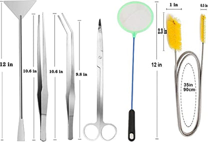 7 in 1 Aquarium Aquascaping Tools Kits,Stainless Steel Aquarium Plant Tools Tweezers Scissors Scrapers for Aquarium Tank Clean Fish Tank Aquascape Tools Sets