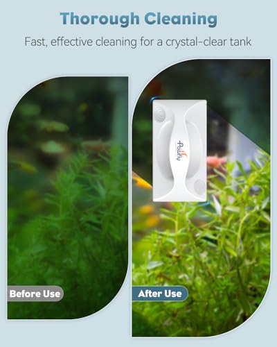 Pawfly 5" Mini Magnetic Fish Tank Cleaner, Aquarium Magnet Glass Cleaner for Glass Aquarium, Strong Magnetic Brush Cleaning Tool for Glass Fish Tanks up to 40 Gallons - size: Large