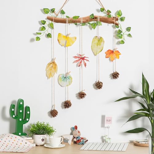 2Pcs 15 Inch Natural Driftwood Decorative Branches Farmhouse Home Wall Hanging Decor Hanging Jewelry Organizers with 5 Hooks Decorative Farmhouse Home Wall Decor