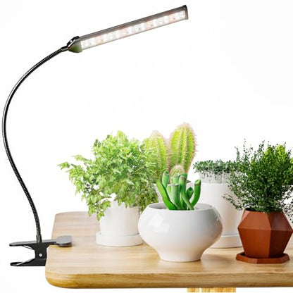 Grow Light for Indoor Plants Growing, 6000K Full Spectrum | Desk Lamp with Red Blue LED for Plants Growth, Strong Clamp with Gooseneck , Dimmable with Auto Timer - size: 40Watts