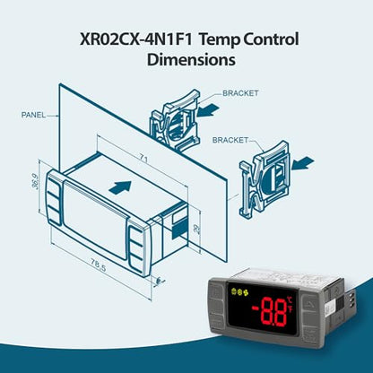XR02CX-4N1F1 Temperature Controller Compatible with Dixell, 120V | 120V 50/60Hz, compatible with Dixell XR02CX-4N1F1, NTC probe, for refrigeration and heating equipment - style: XR02CX-4N1F1
