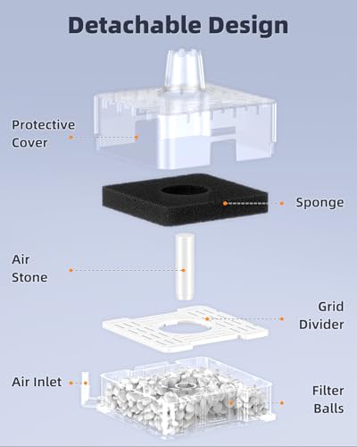 Pawfly Aquarium Sponge Filter, Small Fish Tank Filter with Foam and Air Stone, Sponge Filter for Fish Tanks up to 5 Gallons (Air Pump Not Included)