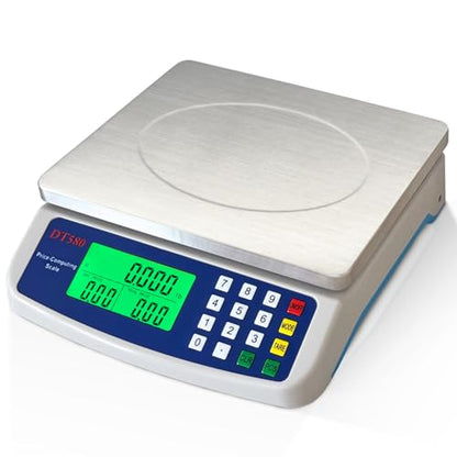Large Digital Kitchen Scale 40kg/88lb Stainless Steel Price Computing Scale Counting Scale Deli Scale with LCD Display for Baking Bread Cooking Meat Prep Parts and Coins Adapter Included - color: Gray 40kg