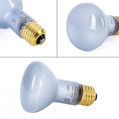 REPTI ZOO 2 Pack 75W Reptile Neodymium Daylight Basking Spot Lamp UVA Bulb Reptile Heat Lamp for Amphibian Lizard Tortoise Bearded Dragon Hedgehogs