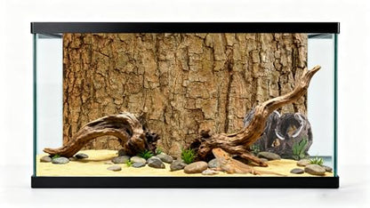 48x18 inches Aquarium Fabric Background Natural Tree Bark Aquarium Backdrop Wood Grain Fish Tank Aquatic Plants Background - size: 48X18inch