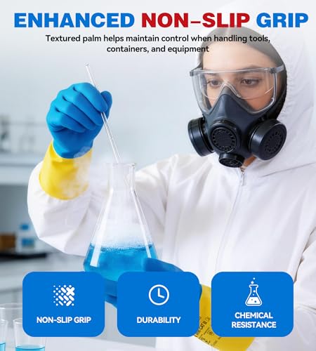 AnTools Neoprene and Rubber Blend Heavy-Duty Chemical Gloves, Protective industrial gloves for Resist Acid, Alkali, Hazmat, cleaning, dishwashing, Medium - color: Black (Pack of 1), size: Medium (8)