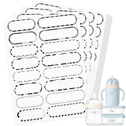 Tinabless 480 Pcs Waterproof Name Labels for Kids, Black & White | 480 Black And White Waterproof Name Labels For Kids' Bottles, Lunch Boxes, Water Bottles And School Supplies. - color: Black & White-480pcs