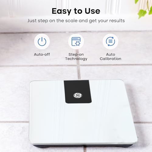 GE Bathroom Scale for Body Weight, Digital Weight Scales 500lbs Heavy Duty | High Capacity Body Measuring Device, High Accurate, White, BMI - color: White