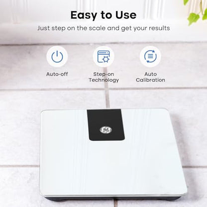 GE Bathroom Scale for Body Weight, Digital Weight Scales 500lbs Heavy Duty | High Capacity Body Measuring Device, High Accurate, White, BMI - color: White