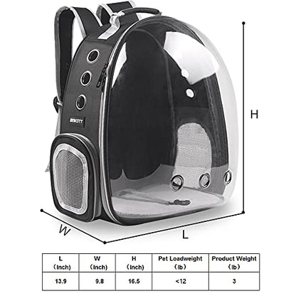 Cat Backpack Carrier, Pet Backpack, Breathable Cat Dog Space Capsule Backpack, Airline-Approved for Small Cats Dogs Birds Bunny Travel Hiking - color: BUBBLE-BK