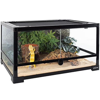 REPTIZOO Reptile Hide Cave Resin Moisture Keeping Reptile Cave with Clay Water Basin Humidifying Help Shedding for Leopard Gecko