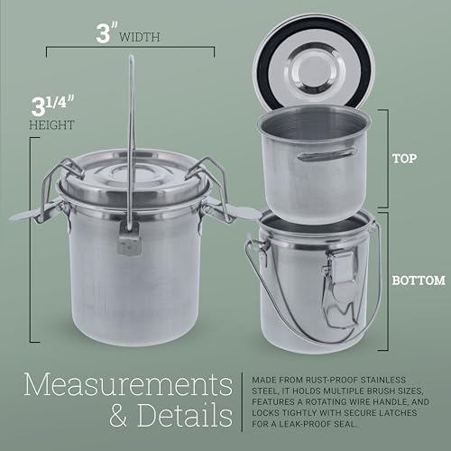 U.S. Art Supply Stainless Steel Leak-Proof Deluxe Paint Brush Washer with Wash Tank, Clip-On Lid, and Strainer Cup - Oil Paint Brush Cleaner for Artists