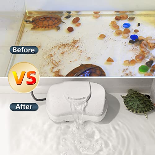 Turtle Filter, Low Water Level Aquarium Filter | Ultra Quiet, 0.6" Min Water Level, 80 GPH, Frog & Reptile Tank, 4W Energy Saving - size: 0.6 inch
