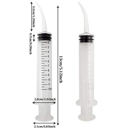 Honbay 6PCS Plastic Pet Feeding Syringe with Measurement for Birds Dogs Cats (Curved Tip)