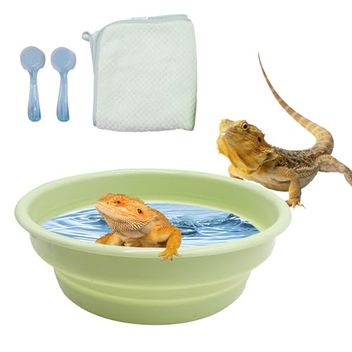 Bearded Dragon Accessories, Bearded Dragon Pool with 2 Bath Brushes and 1 Towel, Reptile Bath Tub, Reptile Swimming Pool for Lizard, Geckos, Tortoises - size: Large