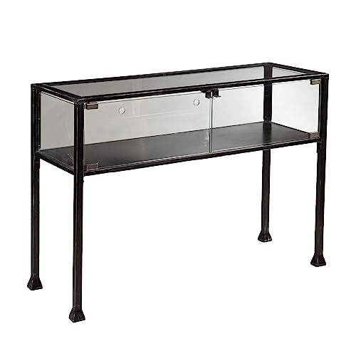SEI Furniture - Terrarium Display Console - Transitional Design, Black Finish - Ideal for Entryway, Living Room (CK8863) - style: Console Table