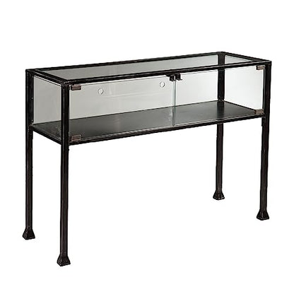 SEI Furniture - Terrarium Display Console - Transitional Design, Black Finish - Ideal for Entryway, Living Room (CK8863) - style: Console Table