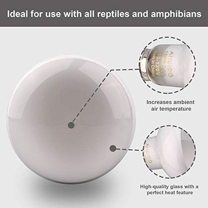 Aiicioo Reptile Basking Light Bulb - 100W Reptile Heat Lamp Basking Bulb Incandescent Light Bulb for Bearded Dragon Turtle Hermit Crab Gecko Lizard Daylight 4 Pack