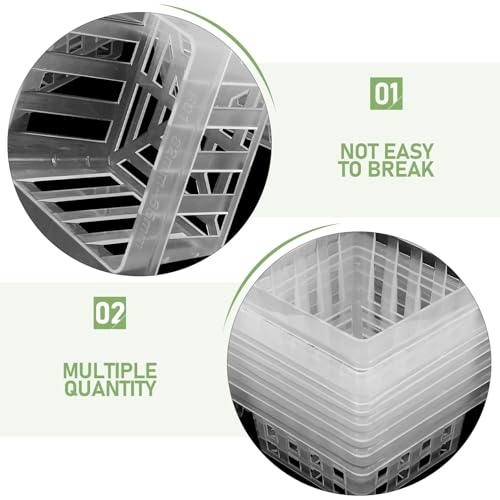 20pcs Square Mesh Hydroponic Planting Pots Efficient Drainage System Root Fixer Baskets for Gardening for Vegetables and Flowers