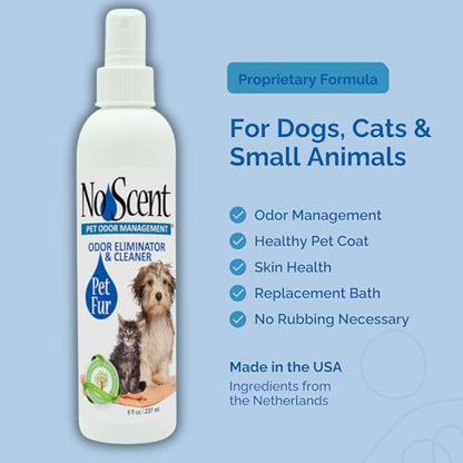 No Scent Pet Fur Odor Spray & Rinseless Cleaner for Dog, Cat, Hamster, Small Animal & Furry Pets (128 Fl Oz / 1 Gallon) - size: 128 Fl Oz (Pack of 1)