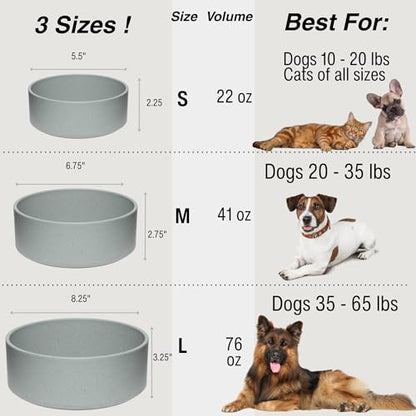 Loving Pets - Dolce Bamboo - Eco-Friendly Pet Bowls & Dishes for Dog, Cats, Puppy Food and Water Dish -Sustainable and Dishwasher Safe, Made with Real Bamboo (Large, Slate-Grey) - color: Slate Grey, size: Large Dish