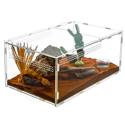 REPTI ZOO Large Tarantula Enclosure Spider Enclosure 14" X 8" X 6", 2 in 1 Acrylic Aboreal Breeding Box for Mantis Snail or Terrestrial Breeding Box for Cricket Jumping Spiders Tarantula