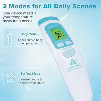 Non-Contact Medical Grade Forehead Thermometer, White | For Adults, Kids, Baby, Touchless Infrared, 1-Sec Reading, Fever Alarm - color: White