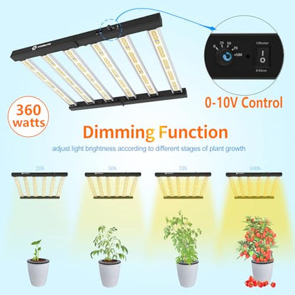 LED Grow Lights for Indoor Plants Full Spectrum Growing Light Bar Plant Hanging Growing Lamps Seedling Daisy Chain Dimmable 4x4ft Coverage - size: 360watts