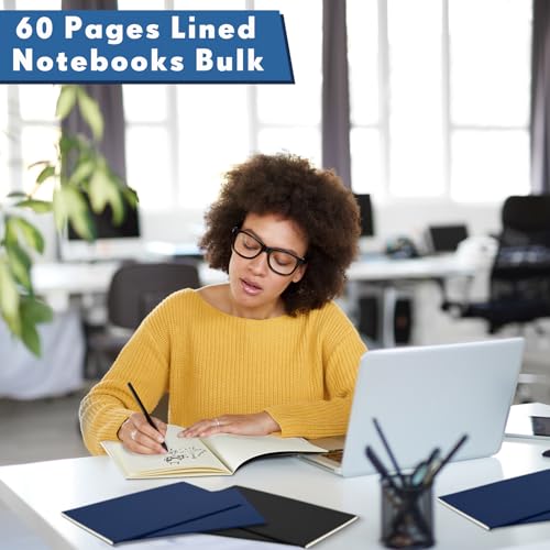100 Pcs Journals Notebooks Bulk - Kraft Softcover A5 Small Notebooks 5.5 Inch x 8.3 Inch Notepads with 60 Page 30 Sheet for Writing Sketch Travel Office Supplies(Black, Navy,Lined) - color: Black, Navy, style: Lined