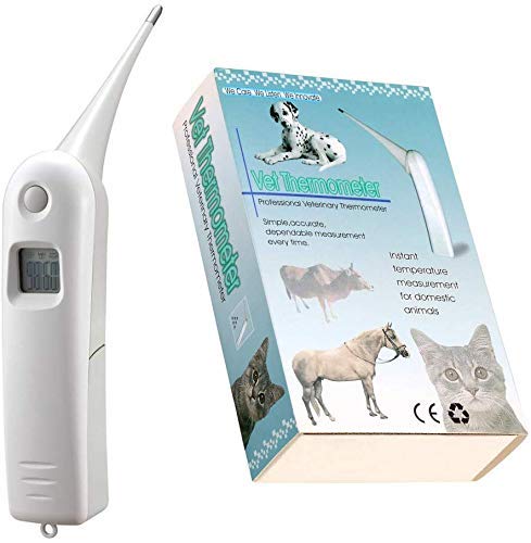 Pet Thermometer Dog Thermometer, Fast Digital Veterinary Thermometer, Pet Thermometer for Dogs, Cats, Horse,Cattle, Pigs,Birds, Sheep.(Battery Included) - color: white