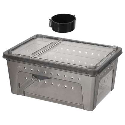 Plastic Reptile Feeding Box Versatile Habitat Design and Adjustable Environment Settings, Small Terrarium Container for Cricket, Spider, Frog, and Lizard Pet Breeding