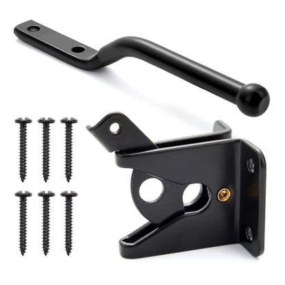 Gravity Gate Latch, Self-Locking Fence Latch, Black | Compact black self-locking gravity latch for wood or metal gates; weather-resistant hardware for garden, yard and pet gates. - size: Lightweight door