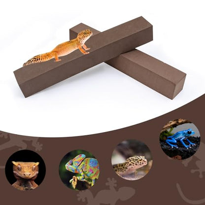 2-Pack Adjustable Reptile Climbing Branches – Brown Compressed Foam Strips for Tree Frogs, Geckos & Small Arboreal Pets | Naturalistic Habitat Decor