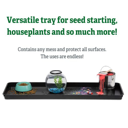 Gardeners Supply Company Large Plant Tray | 46-1/2"L x 15-1/2"W x 2"D | Multi-use Durable Plastic Tray for Indoor & Outdoor Plants, Seed Starting & Potting Flowers, Black